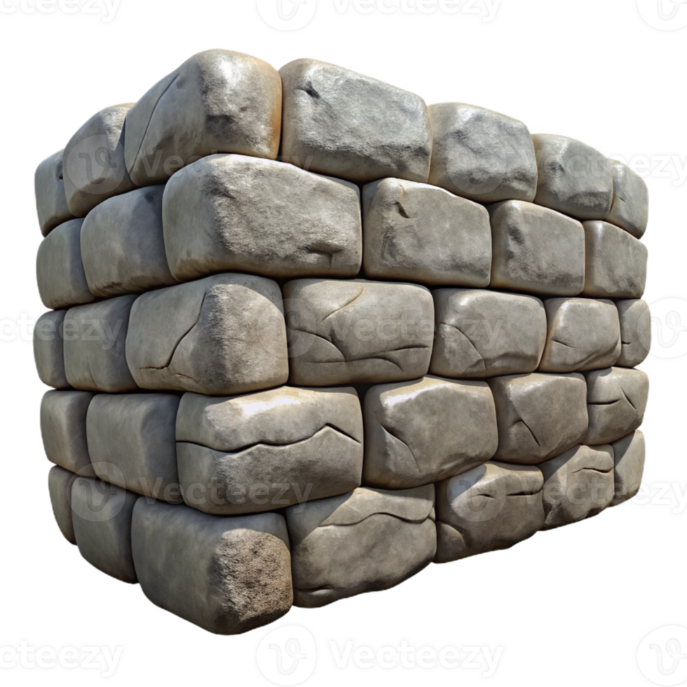 vibrant vintage Textured Stone Wall Fragment Isolated on Transparent Background original png