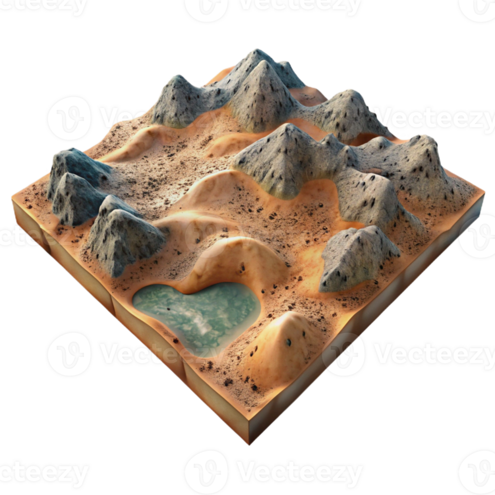 stunning creative Textured Terrain Cutout High Angle View detailed png