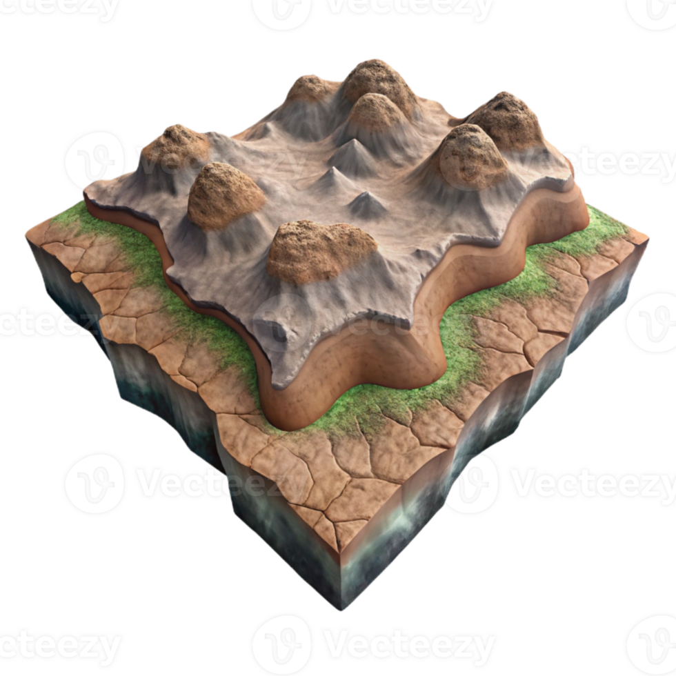 dramatic creative Textured Terrain Cutout High Angle View high quality png