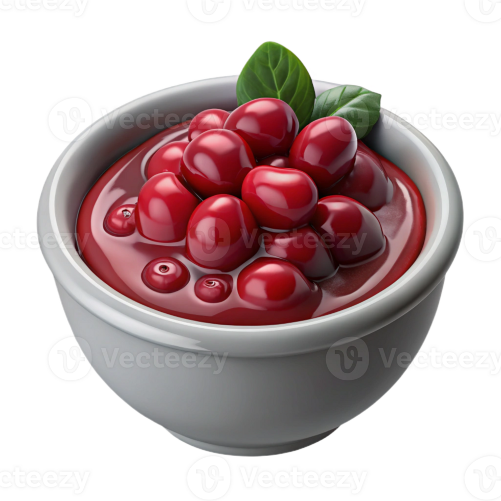 serene vintage Thanksgiving Cranberry Sauce in Bowl Transparent Background png