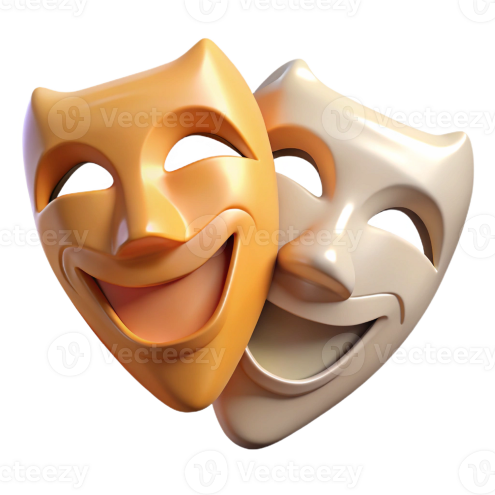 magnificent rustic Theater Masks Comedy and Tragedy Isolated original png