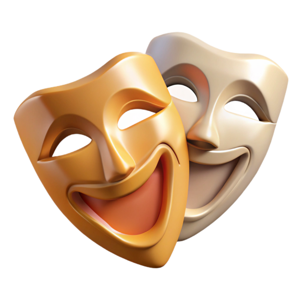 beautiful modern Theater Masks Comedy and Tragedy Isolated high quality png