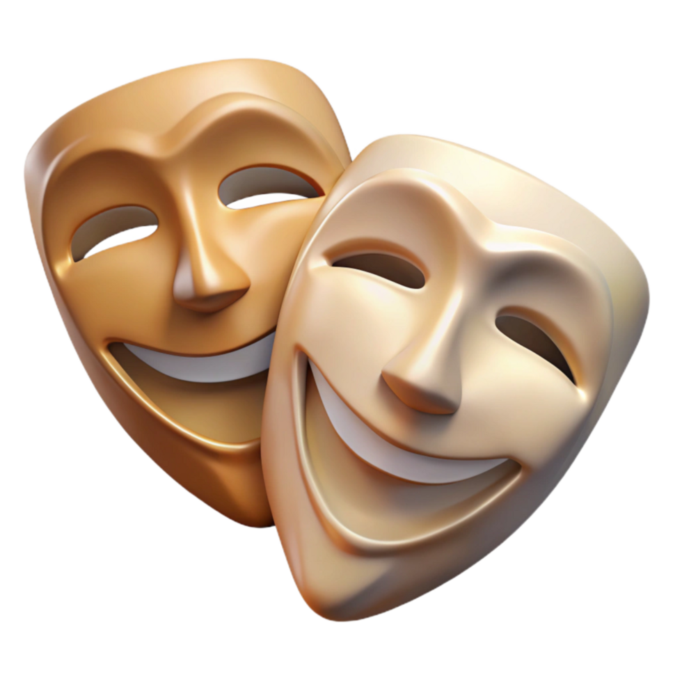 serene classic Theater Masks Comedy and Tragedy Isolated exclusive png