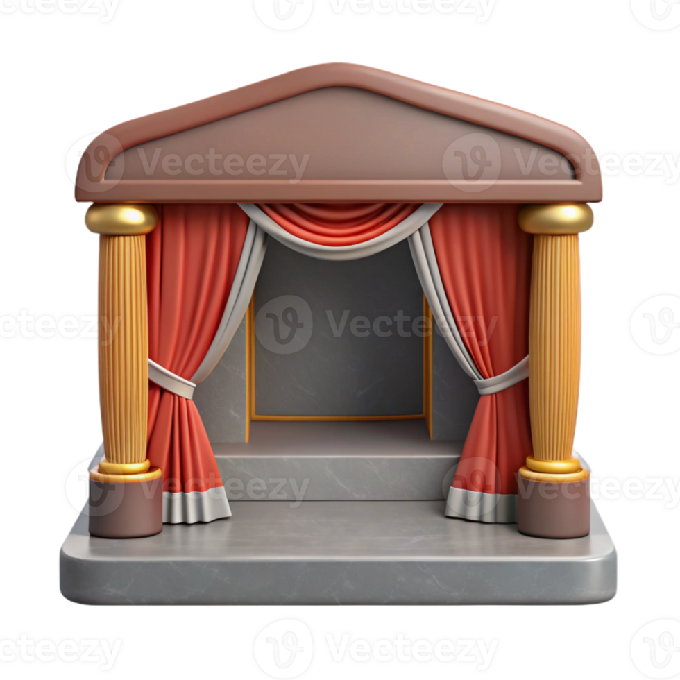 stunning creative Theater Stage with Curtains Isolated png