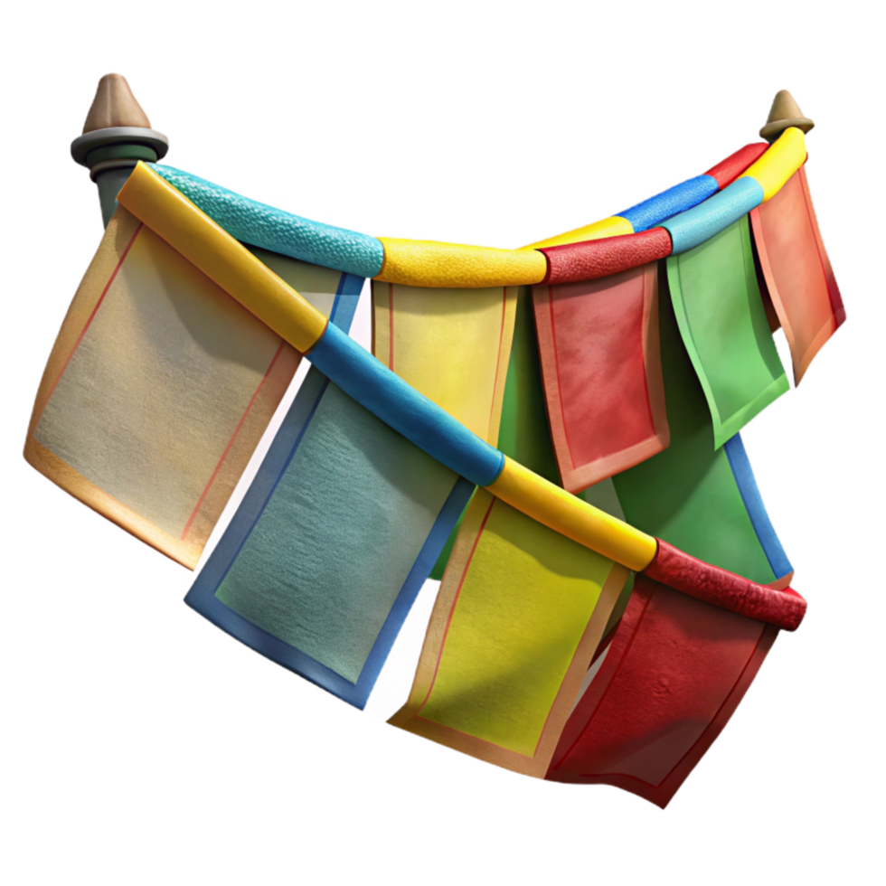 wonderful contemporary Tibetan Prayer Flags Cutout with Wind Effect premium png