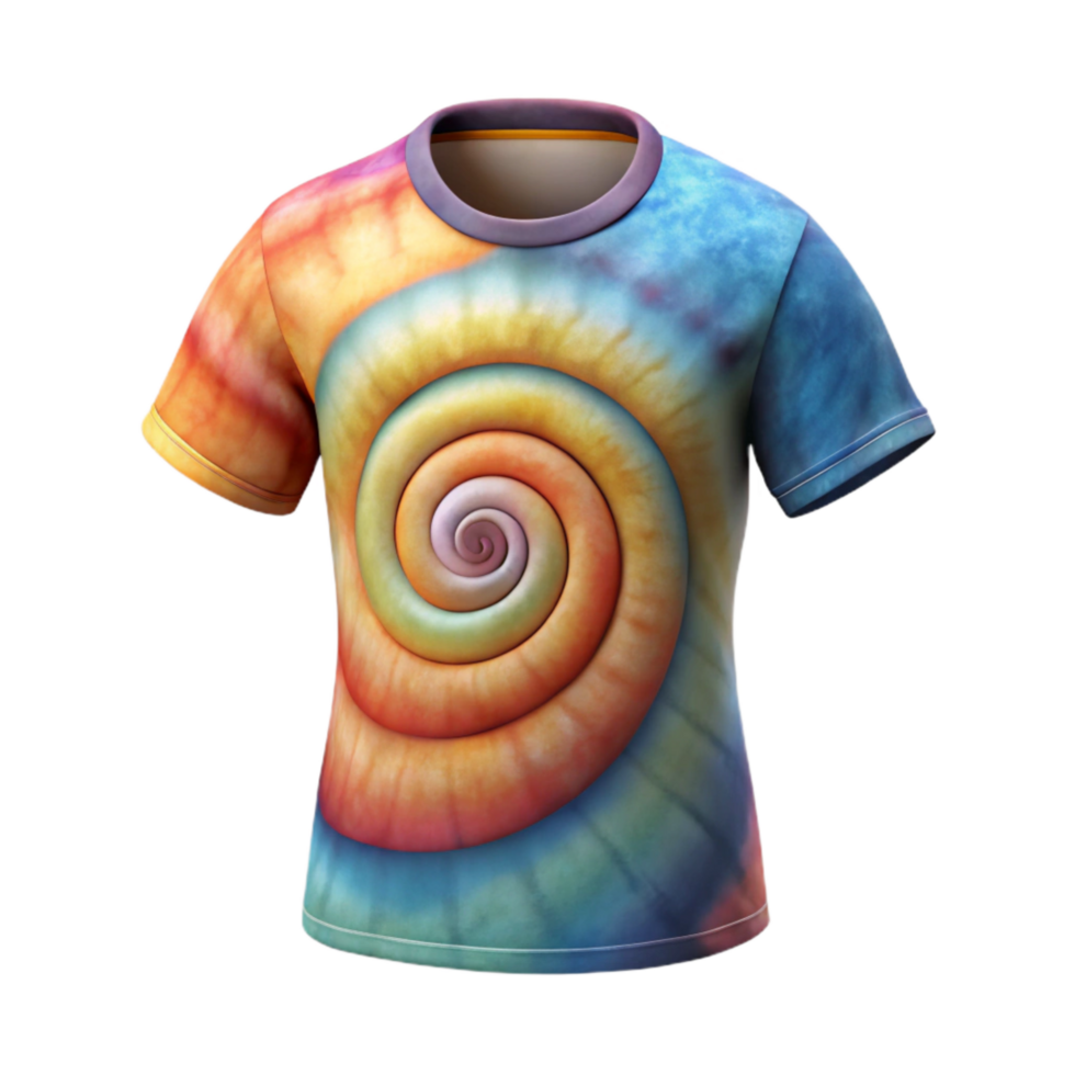 stunning artistic Tie Dye T Shirt with Spiral Design Cutout high quality png