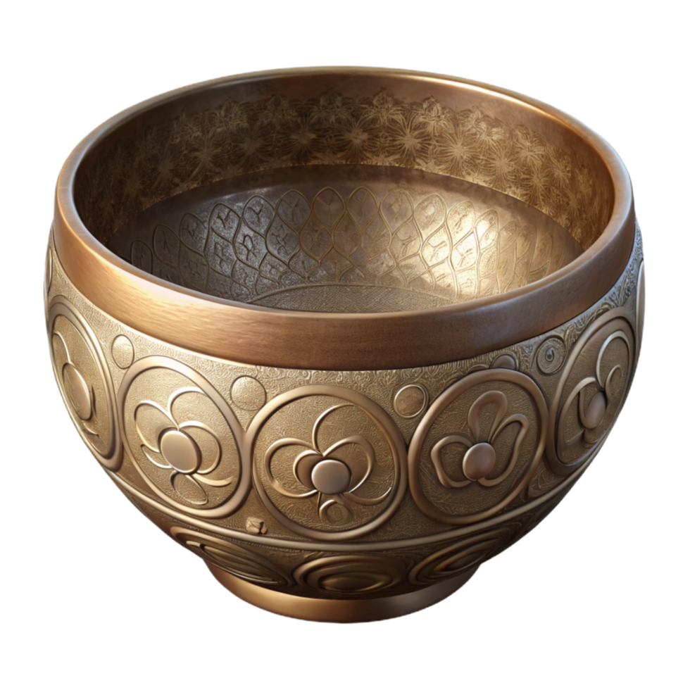 serene contemporary Tibetan Singing Bowl Cutout with Ornate Design premium png
