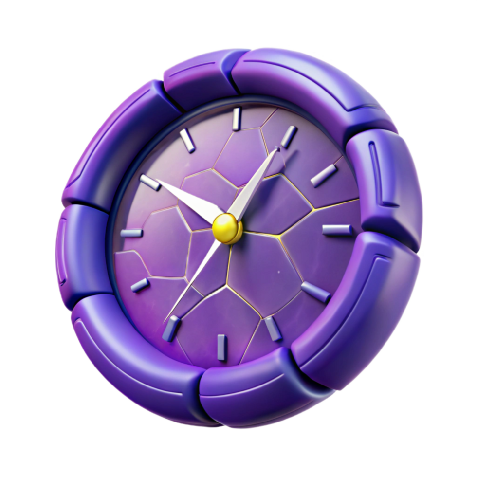 beautiful creative Time Distortion Clock Face Melting Purple Transparent Background genuine png