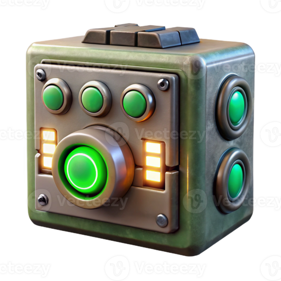 dramatic minimalist Time Machine Control Panel Green Lights Isolated Element high quality png