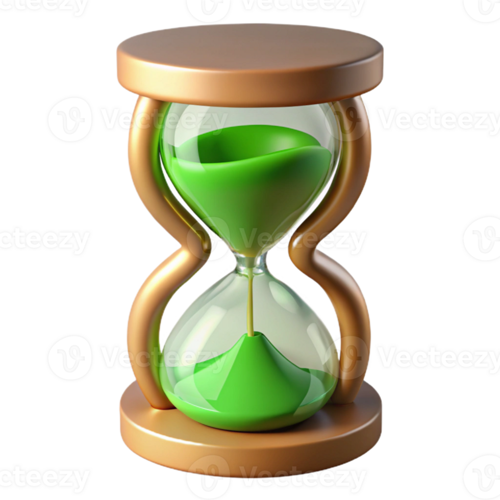 serene abstract Time Paradox Hourglass Sand Flowing Reverse Green Cutout professional png