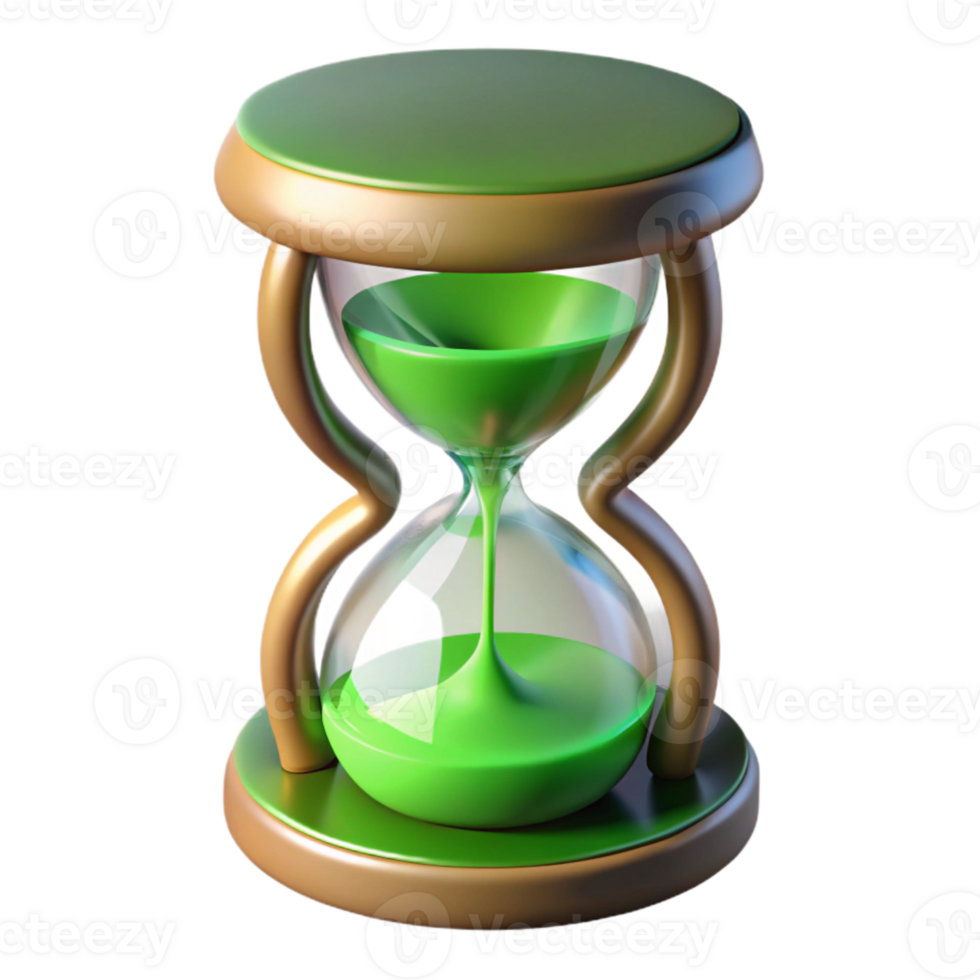 vibrant contemporary Time Paradox Hourglass Sand Flowing Reverse Green Cutout detailed png