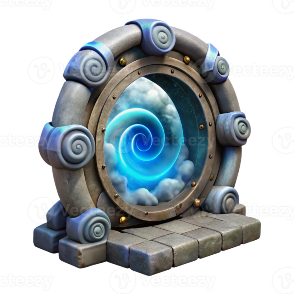 extraordinary modern Time Machine Portal Swirling Mist Transparent Background authentic png