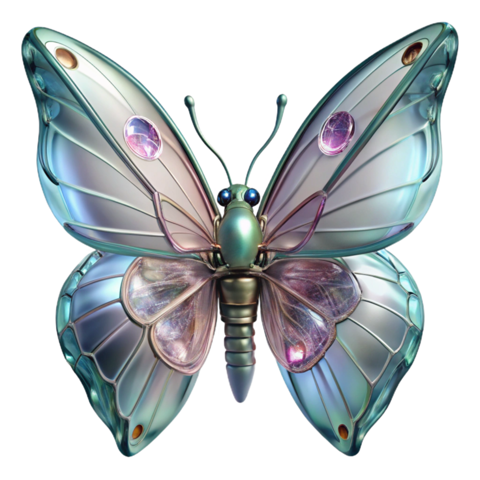 impressive artistic Translucent Robotic Butterfly Transparent Background exclusive png