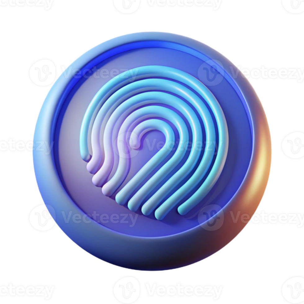 wonderful creative Transparent Fingerprint Scanner Icon Glowing Ring Isolated professional png