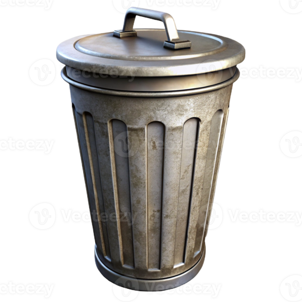 impressive contemporary Trash Can Empty Metal Isolated high resolution png