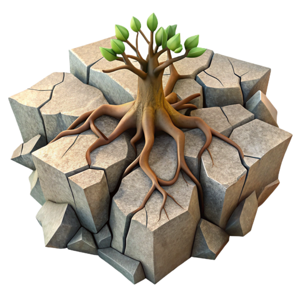 elegant classic Tree Root Breaking Through Concrete Cutout with Realistic Texture high resolution png