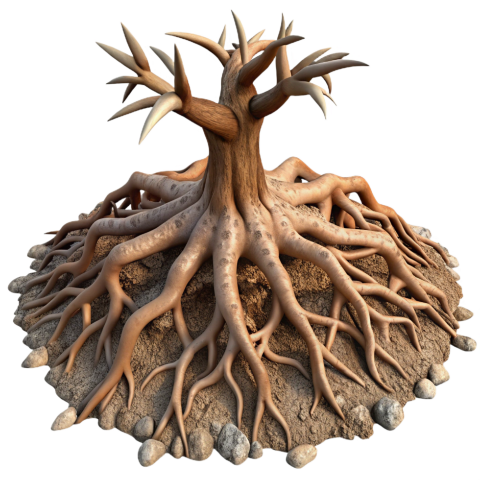 magnificent creative Tree Roots Exposed Soil Visible Transparent Background professional png