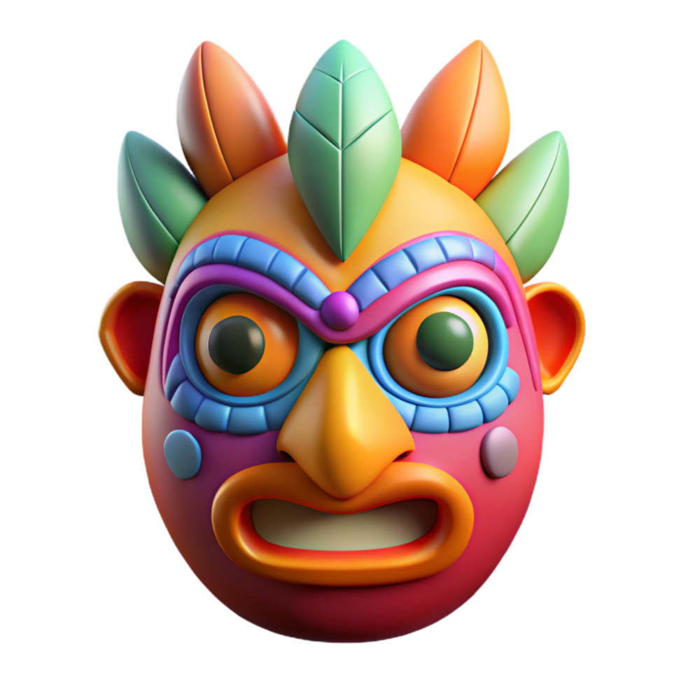 elegant minimalist Tribal Mask Icon Isolated with Bright Colors authentic png