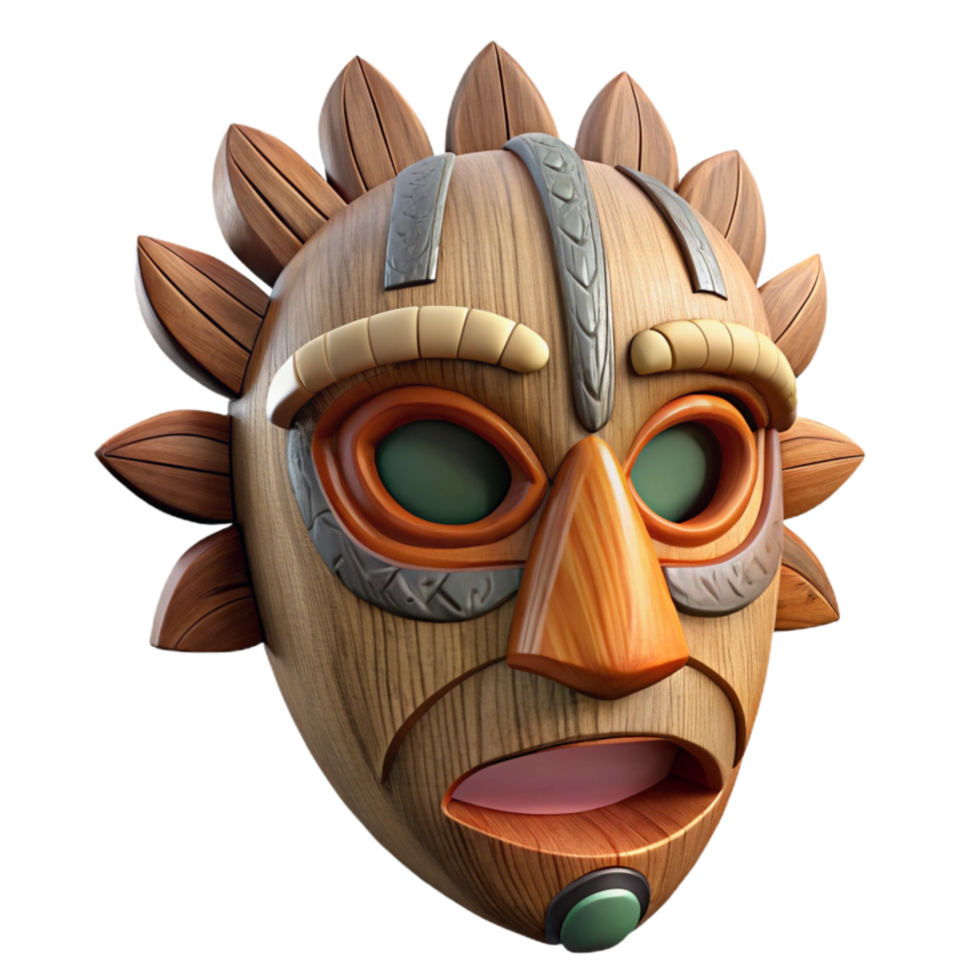 serene artistic Tribal Mask Wooden Texture Transparent Background authentic png