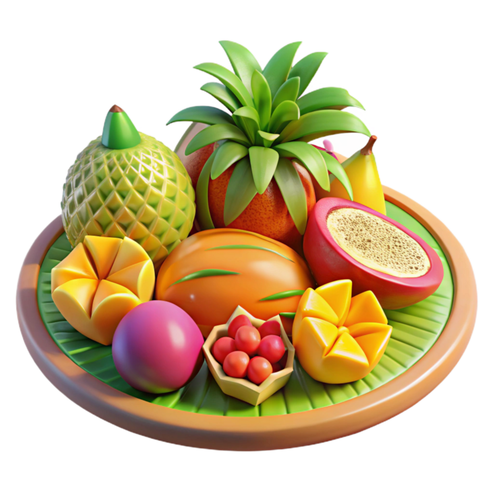 elegant contemporary Tropical Fruit Platter Vibrant Colors Isolated exclusive png