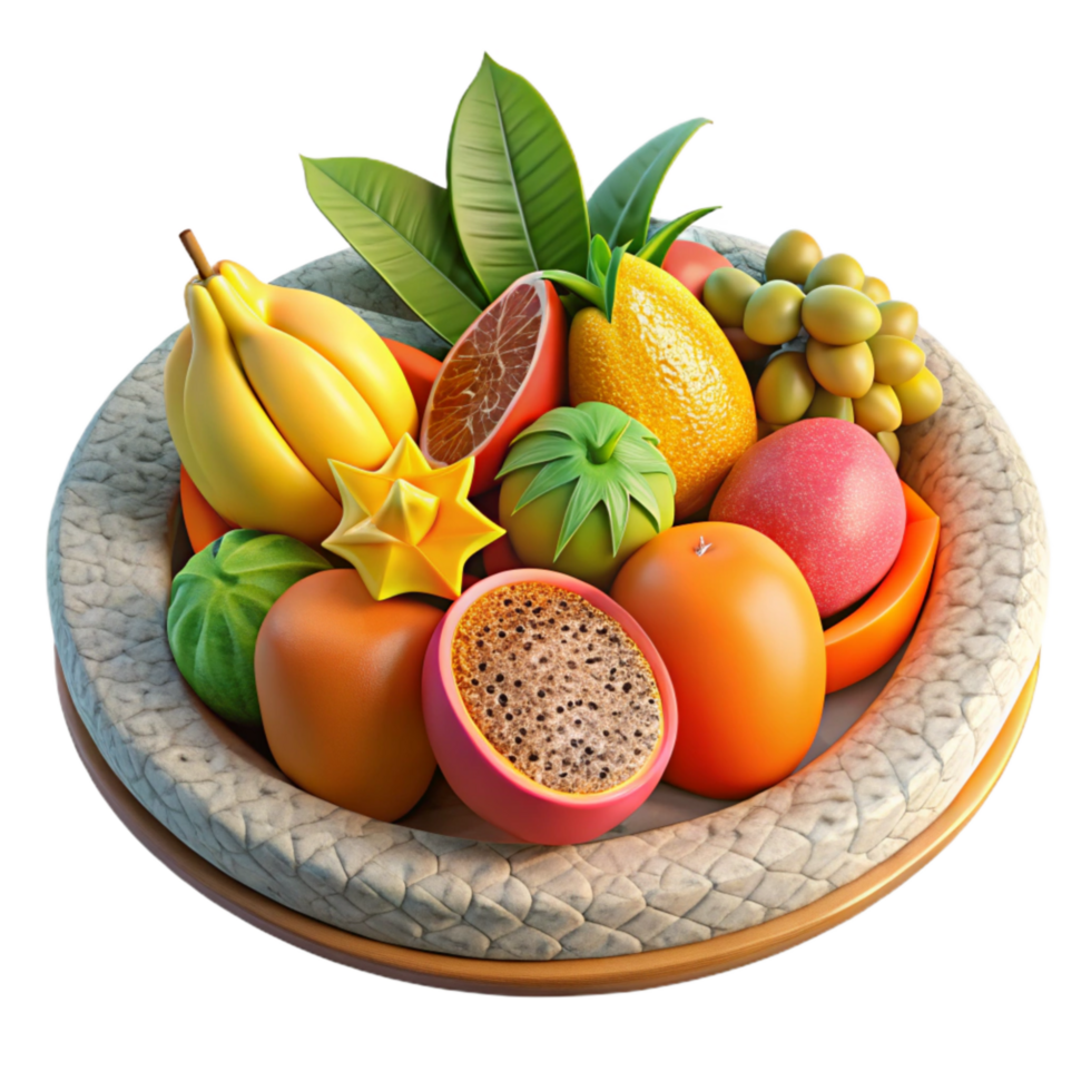 elegant rustic Tropical Fruit Platter Vibrant Colors Isolated premium png