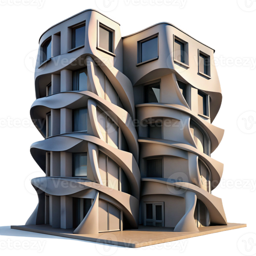 beautiful classic Twisted Building Facade with Dramatic Shadows png