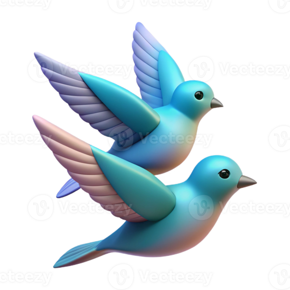 elegant rustic Two Birds Flying in Formation Isolated high resolution png