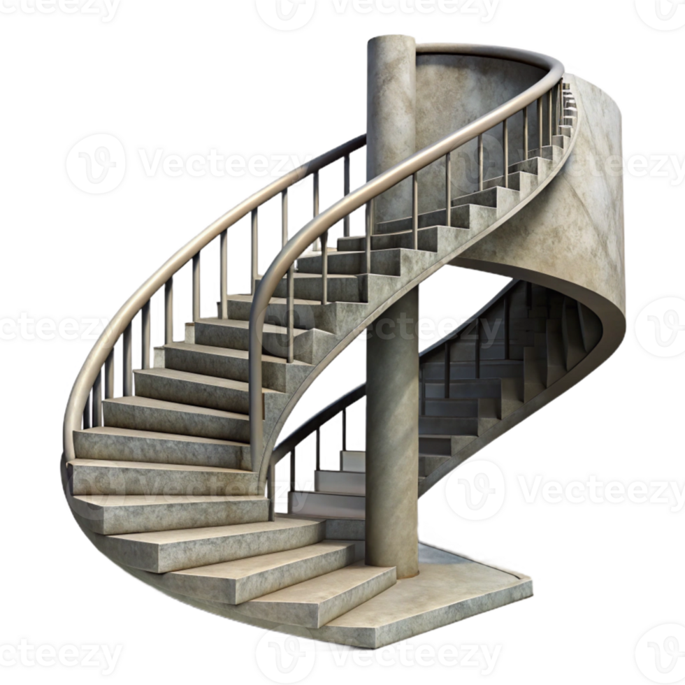 beautiful minimalist Twisted Staircase Isolated with Shadow Detail authentic png