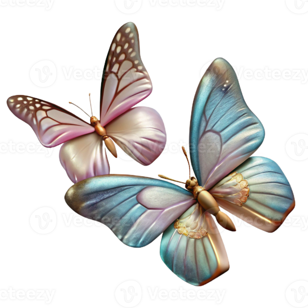 impressive contemporary Two Butterflies Flying in Opposite Directions Isolated high quality png