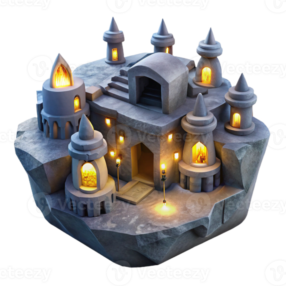 wonderful modern Underground City Isolated with Glowing Lights genuine png