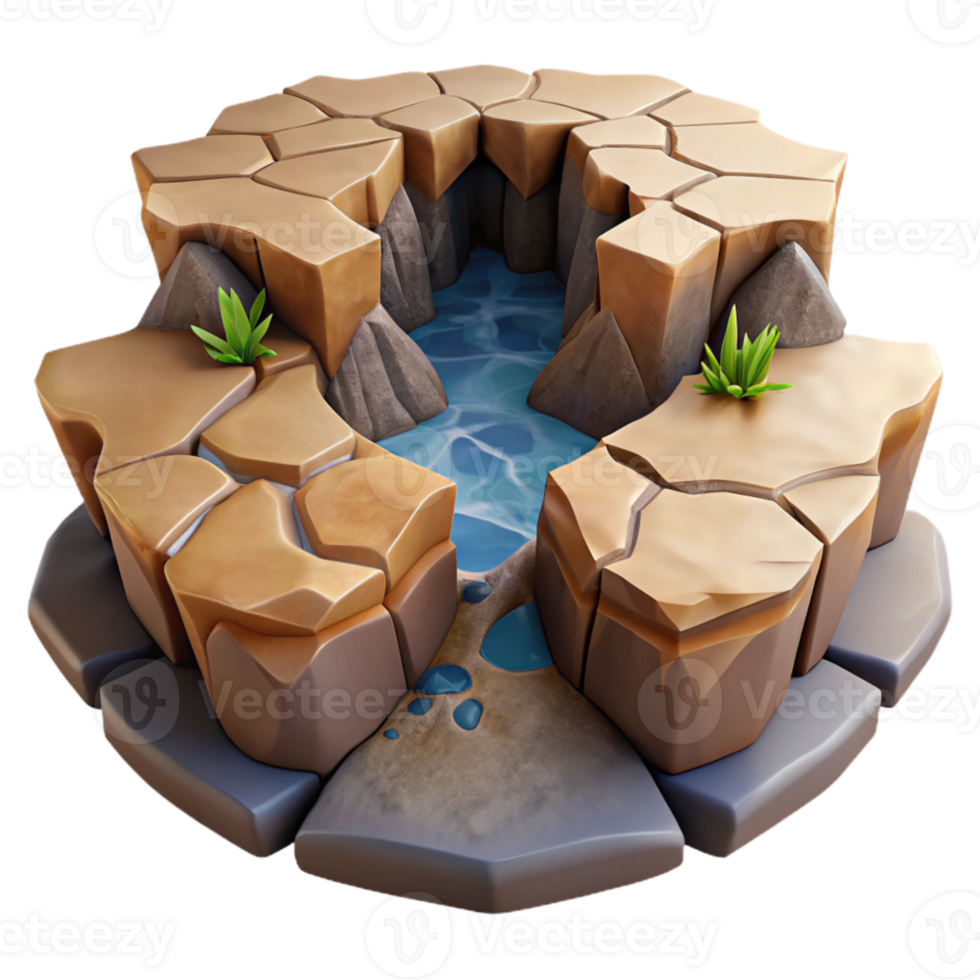impressive classic Underground River Through Cracked Rock Cutout genuine png