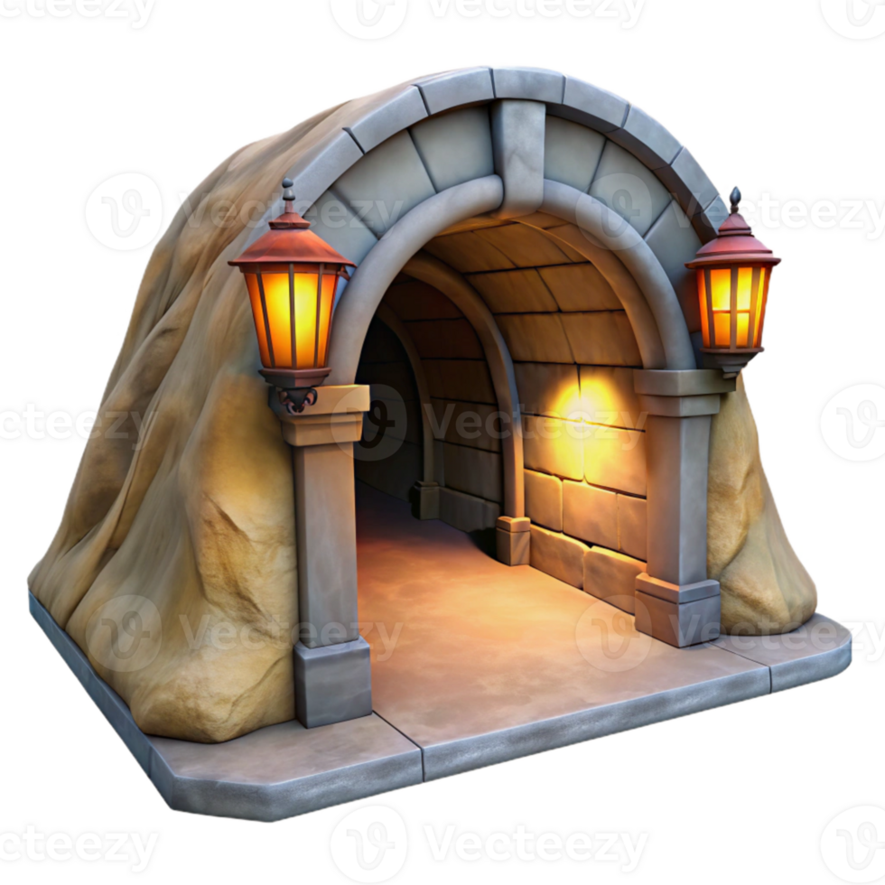 serene classic Underground Tunnel Isolated with Artificial Lighting authentic png