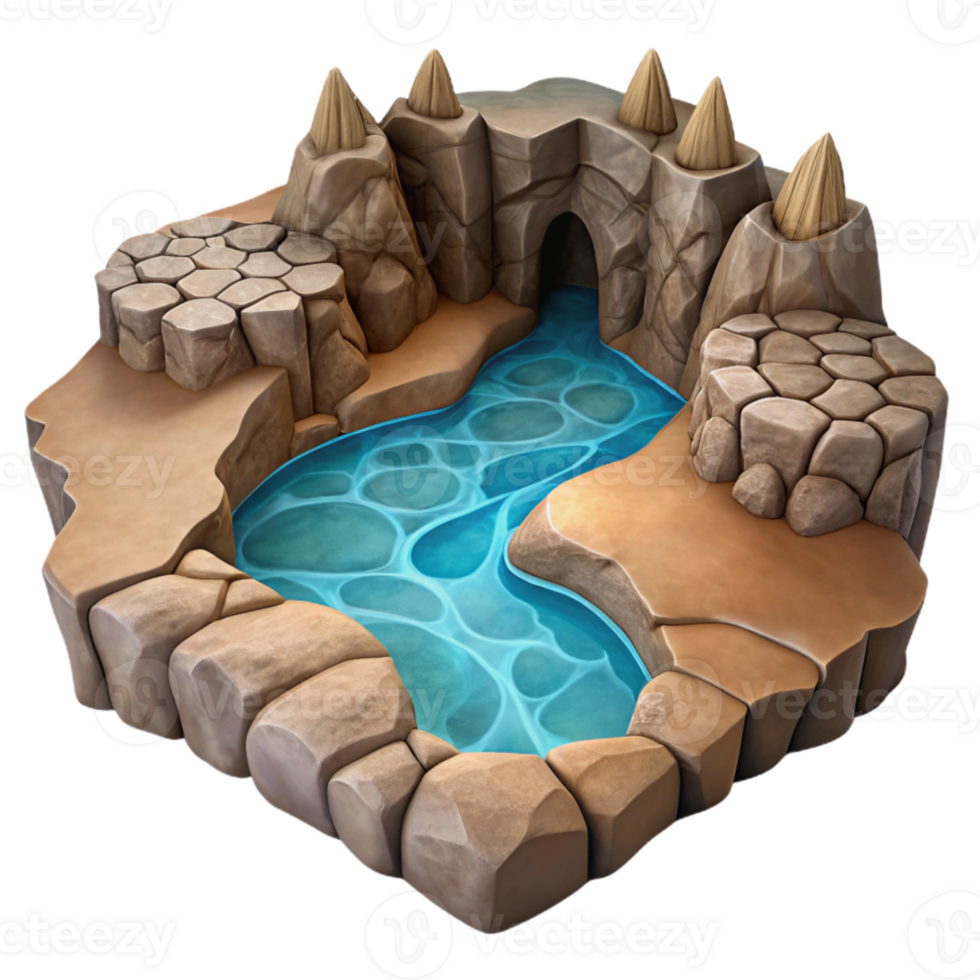 magnificent classic Underground River Through Cracked Rock Cutout premium png