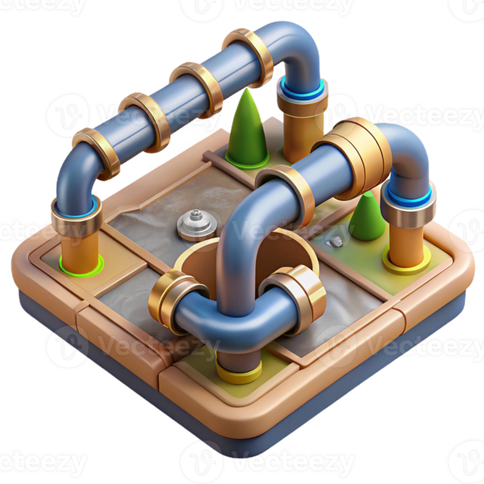 vibrant rustic Underground Water Pipe Network Illustration Isolated original png