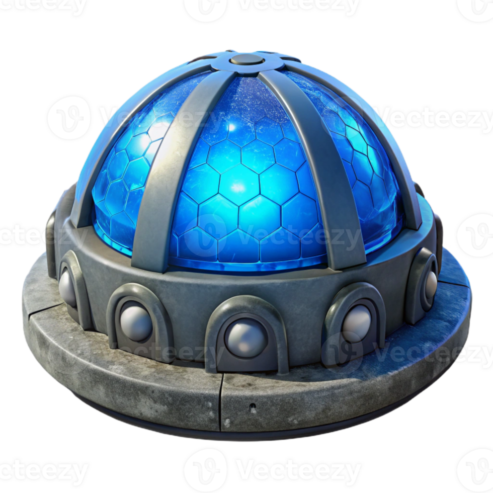 serene vintage Underwater City Dome with Blue Glow Isolated premium png