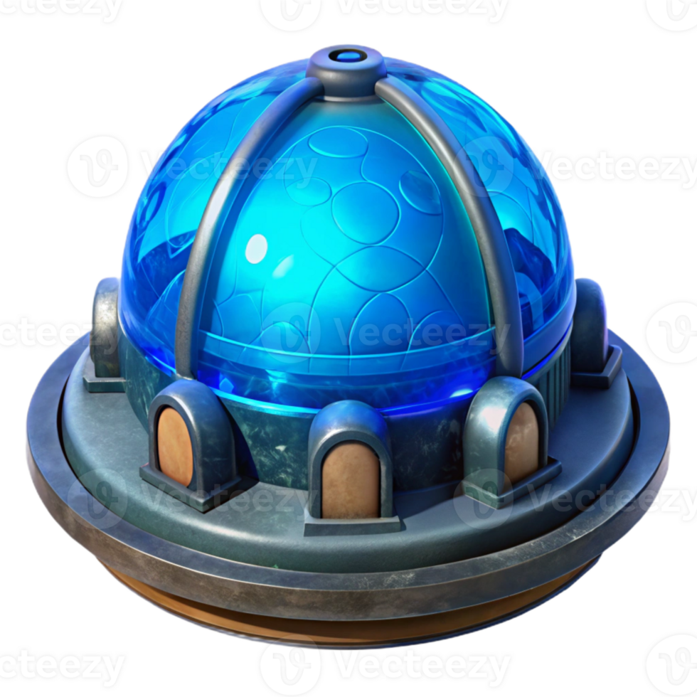 wonderful rustic Underwater City Dome with Blue Glow Isolated png