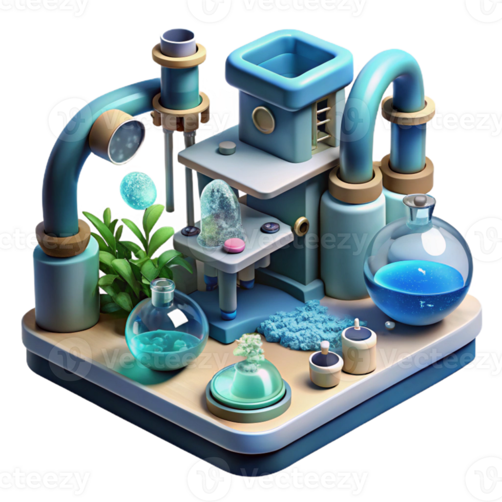 vibrant minimalist Underwater City Research Lab with Microscopes Transparent exclusive png
