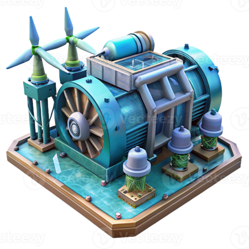 elegant modern Underwater City Power Generator with Turbines Transparent Background high quality png