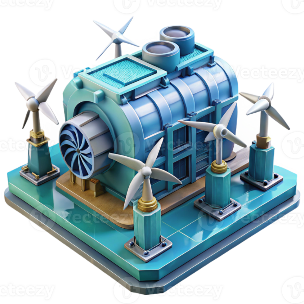 elegant classic Underwater City Power Generator with Turbines Transparent Background authentic png