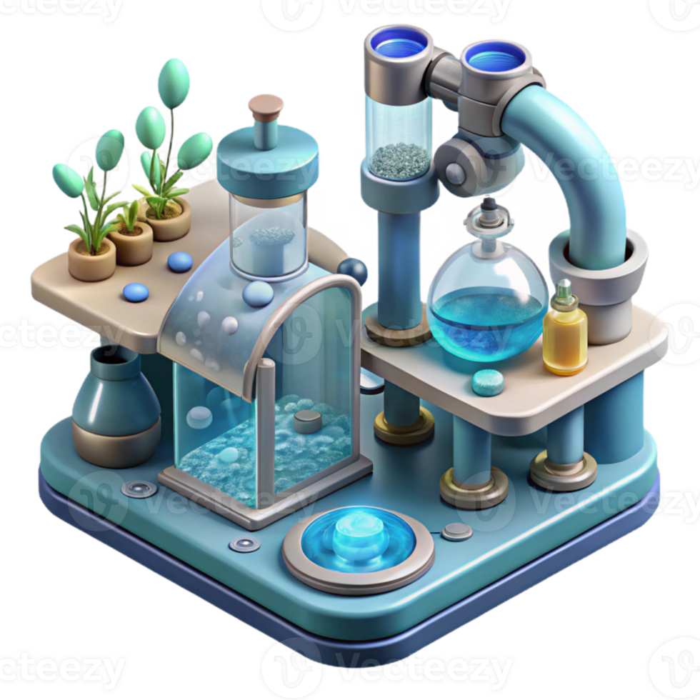 elegant artistic Underwater City Research Lab with Microscopes Transparent high quality png