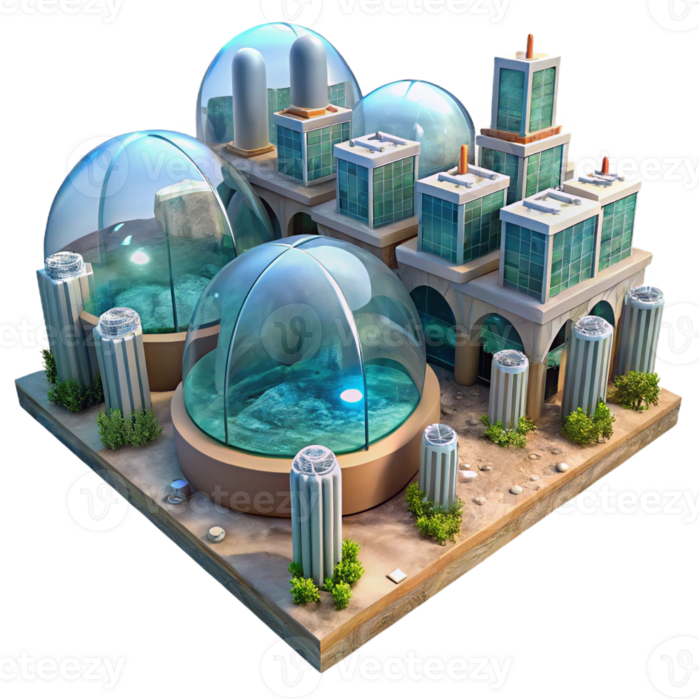 stunning artistic Underwater City with Glass Tunnels Transparent genuine png