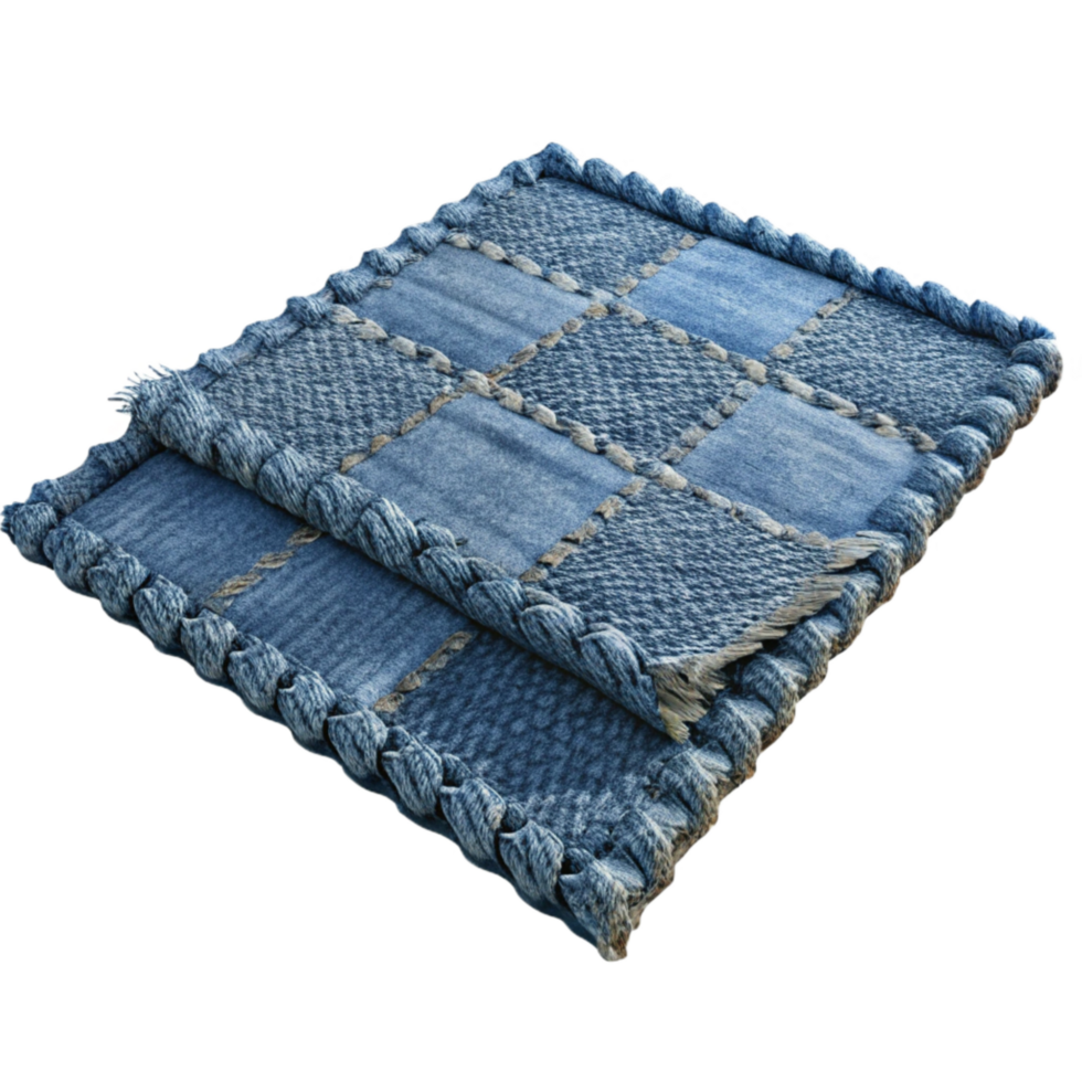 serene contemporary Upcycled Denim Rug Transparent genuine png