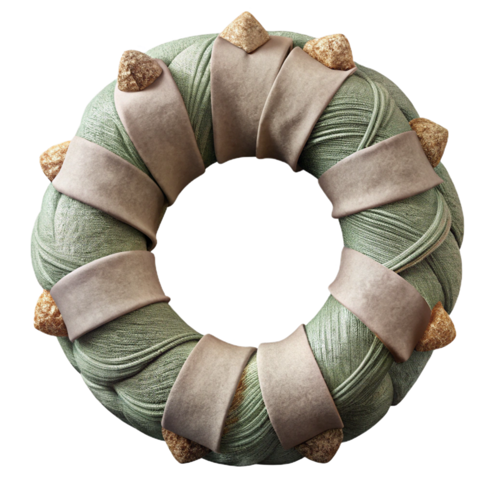 extraordinary abstract Upcycled Fabric Scrap Wreath Isolated on Transparent Background authentic png