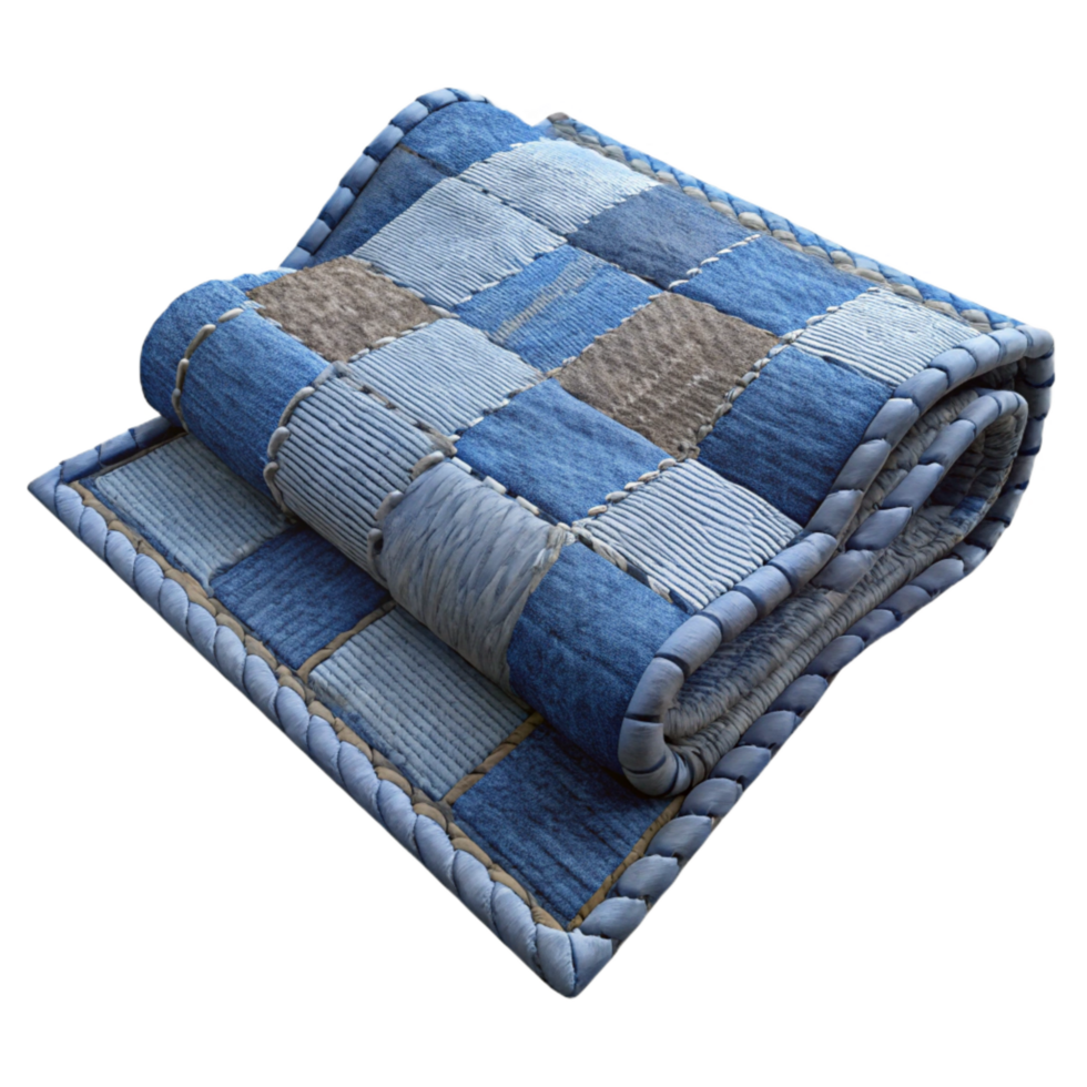 serene minimalist Upcycled Jeans Rug Close Up Cutout high resolution png