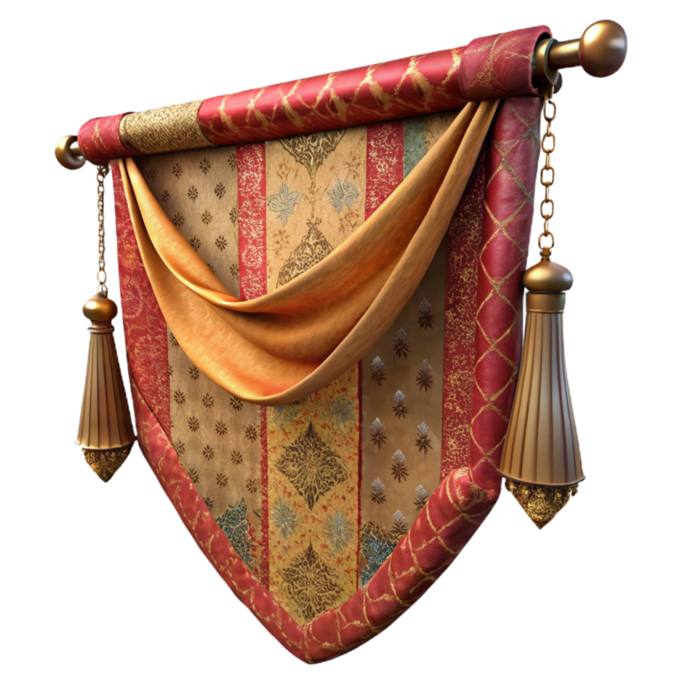elegant vintage Upcycled Sari Fabric Wall Hanging Isolated png