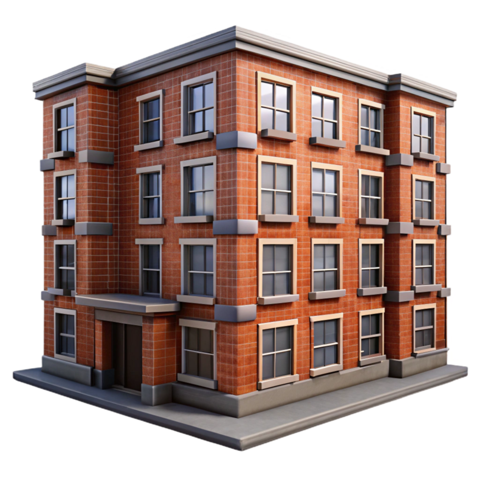stunning artistic Urban Apartment Building Brick Facade Isolated authentic png