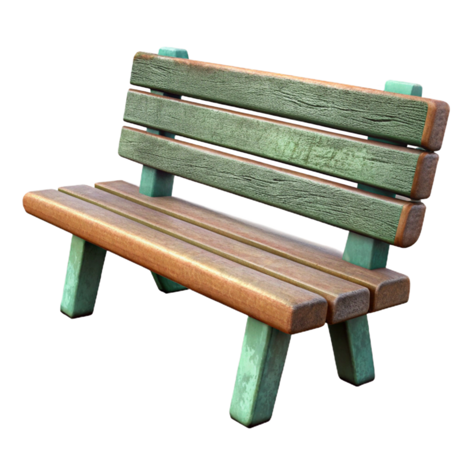 magnificent rustic Urban Park Bench Cutout Front View Perspective professional png