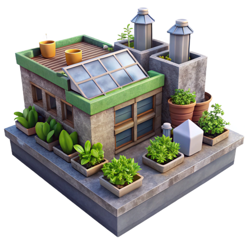 wonderful minimalist Urban Rooftop Farm Herbs Isolated with Soft Lighting png