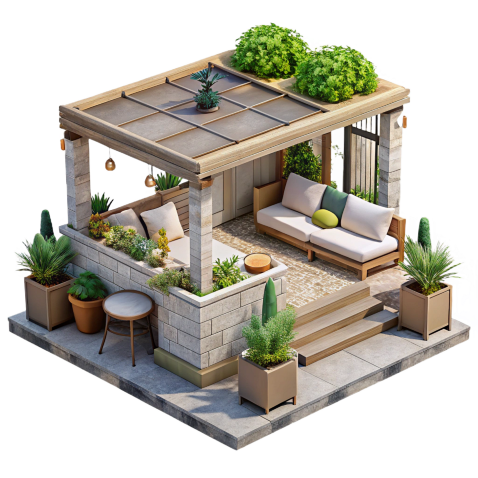 elegant vintage Urban Rooftop Garden with Beehives Isolated authentic png