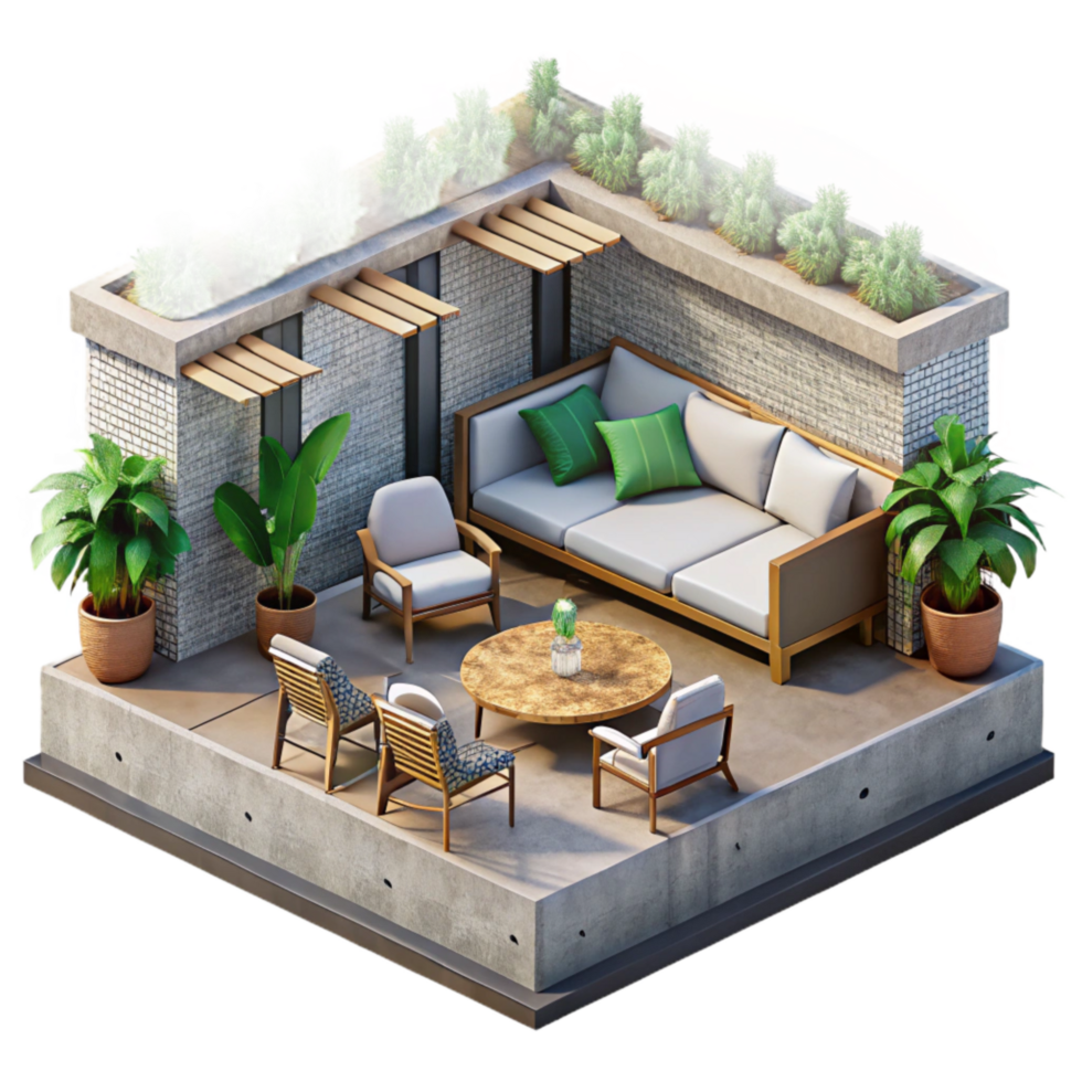 elegant minimalist Urban Rooftop Garden with Beehives Isolated premium png